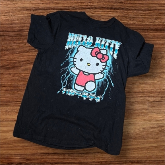 Hello Kitty Tops - Hello Kitty Sarnio Black Lightning Tee Shirt